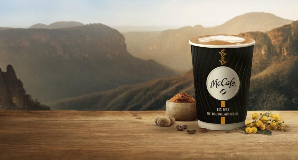 McDonald's McCafe Australiano coffee in takeaway cup