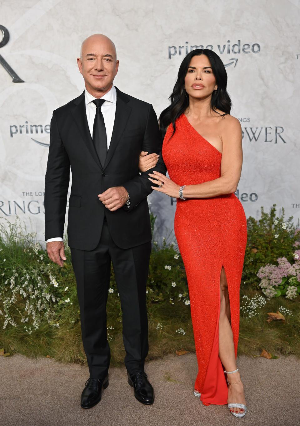 Jeff Bezos and Lauren Sanchez attend "The Lord Of The Rings: The Rings Of Power" premiere in London in August 2022.