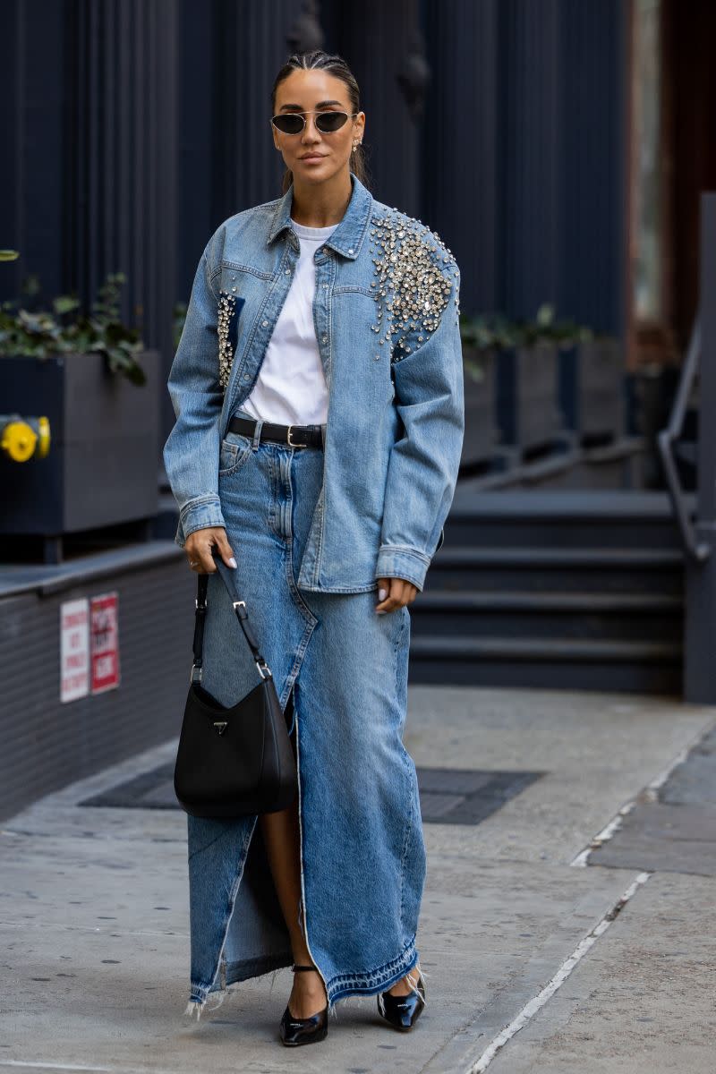 4. With a denim skirt