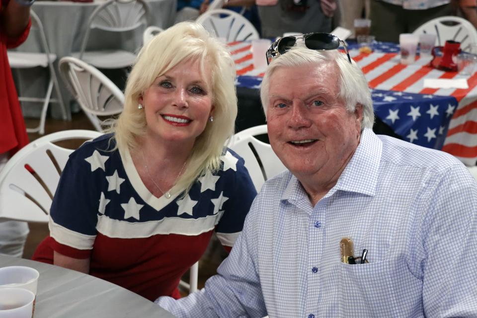 Margaret and Jerry Hodge are seen attending the Ronny Jackson watch party in this September 2020 file photo.