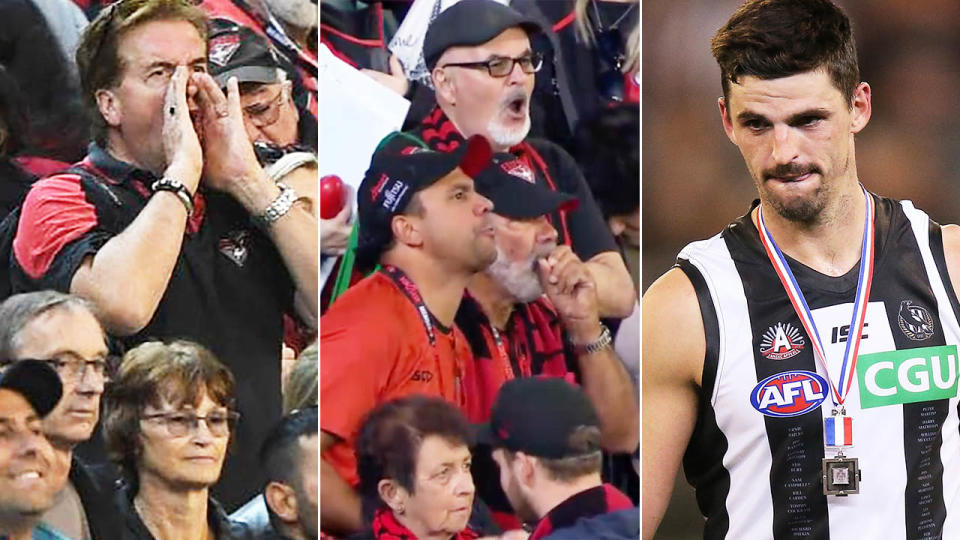 Essendon fans booed Scott Pendlebury. Image: AAP/Channel 7/Getty