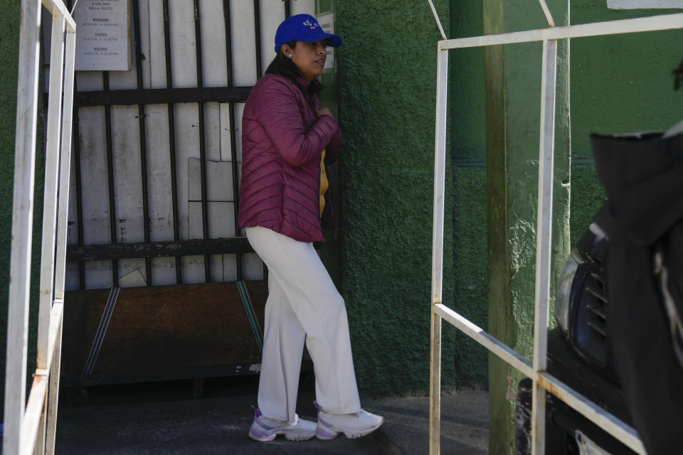 Graciela Arancibia, wife of Juan Jose Zuniga, the detained, former commanding general of the army, stands outside the jail where her husband is being held in La Paz, Bolivia, Friday, June 28, 2024. Zuniga was detained for his involvement in what President Luis Arce called a coup attempt. (AP Photo/Juan Karita)