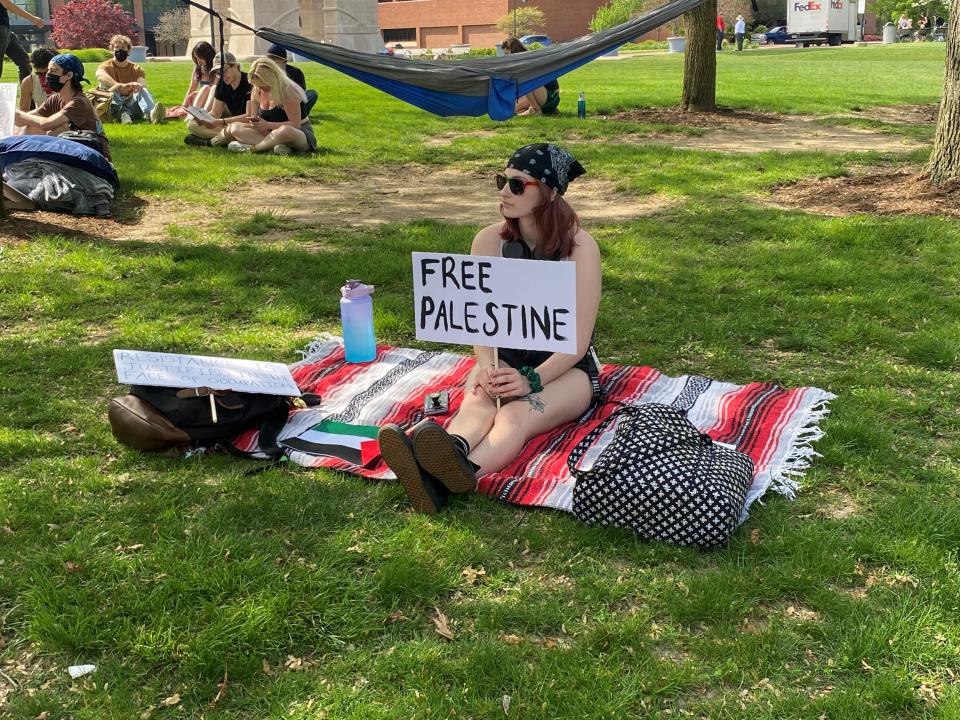 On Wednesday, a group of an estimated 200 people, composed largely of Ball State University students, gathered on the BSU campus to stage a pro-Palestinian rally.