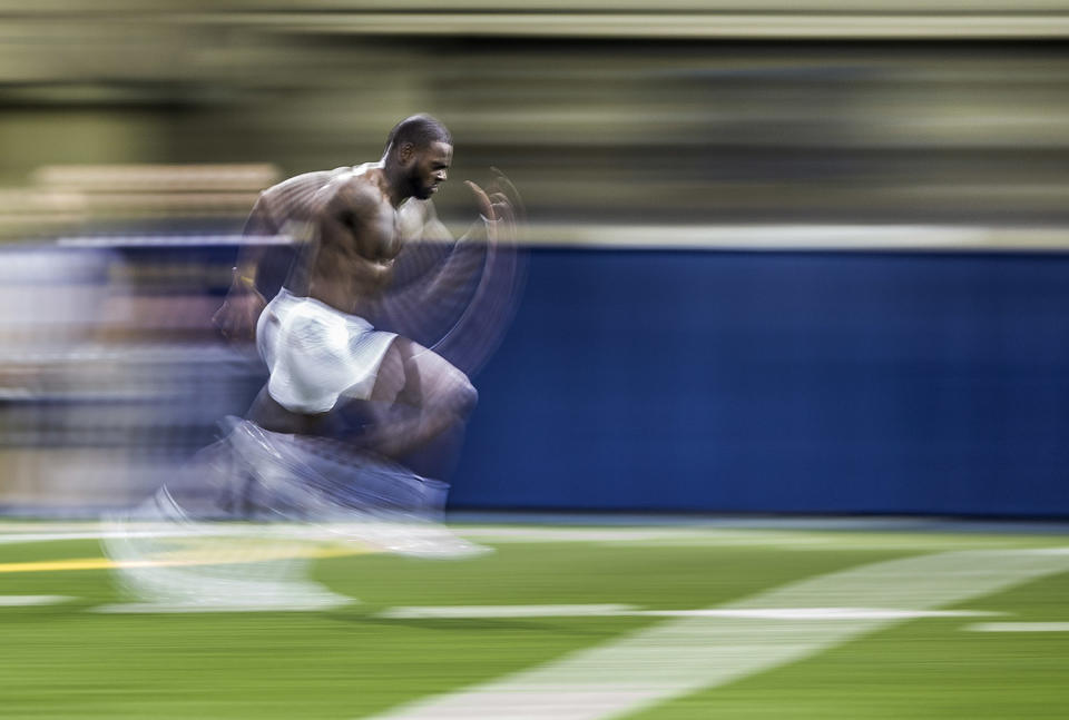 Avery Sebastian runs the 40-yard dash