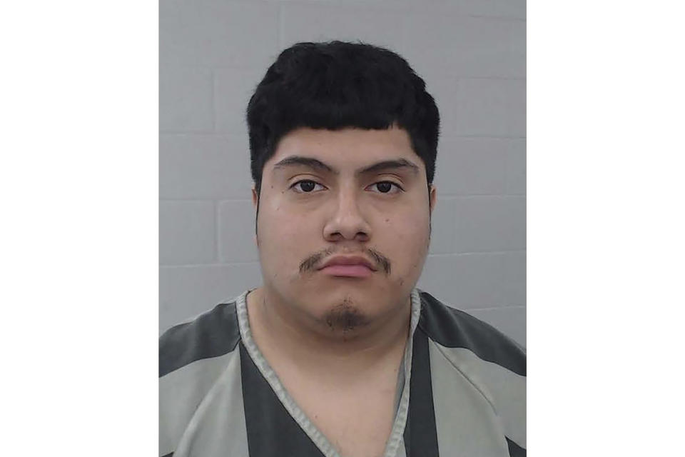 This photo released by the Keene Police Department on Sunday, May 14, 2023, shows Angel Gomez. Gomez and a 12-year-old boy have been arrested on murder warrants in the fatal shooting of a Sonic Drive-In employee in Keene, Texas. (Keene Police Department via AP)