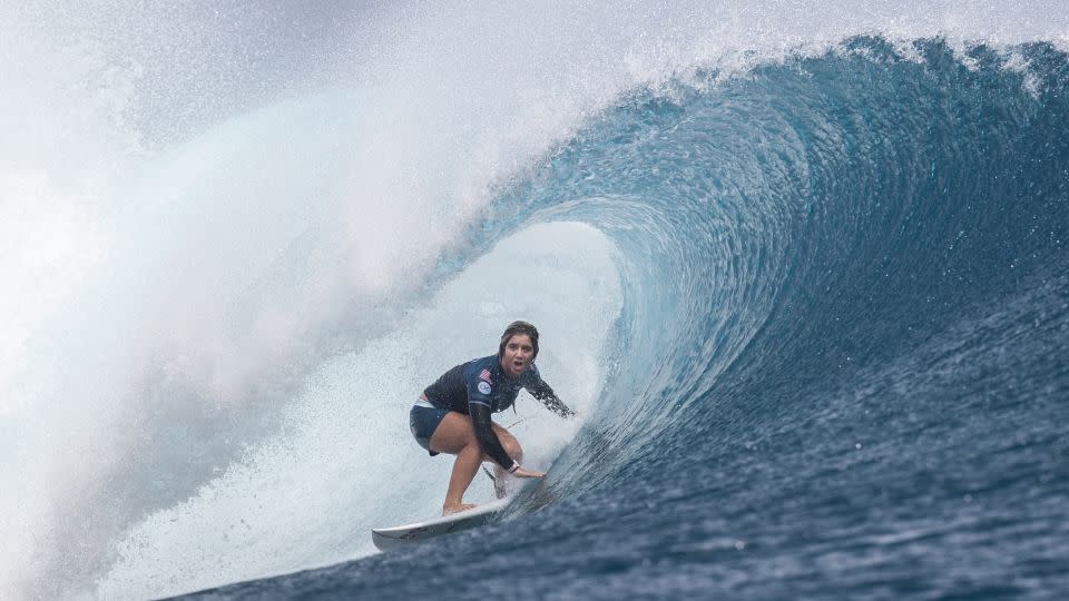 Marks surfs a wave at the SHISEIDO Tahiti Pro in August, the same break that will host next year's Olympics. - Ryan Pierse/Getty Images
