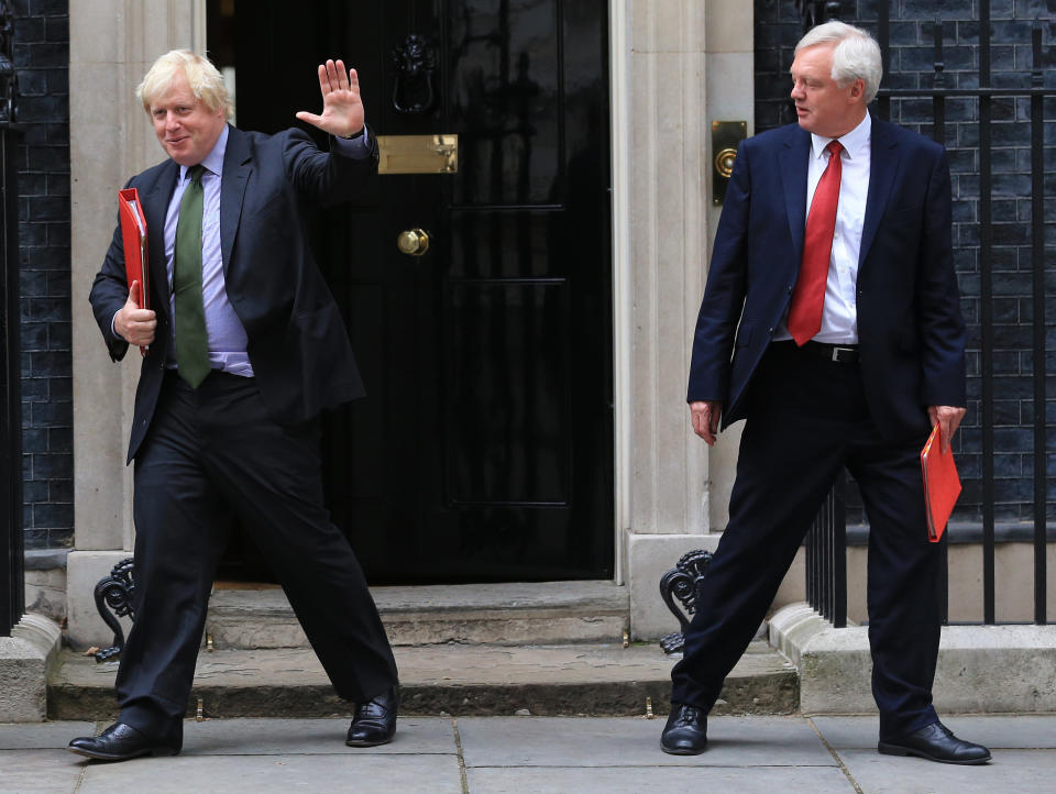 Frontbench rebellion: Boris Johnson and David Davis both quit in protest at Theresa May’s proposed Brexit negotiating position (PA Images)