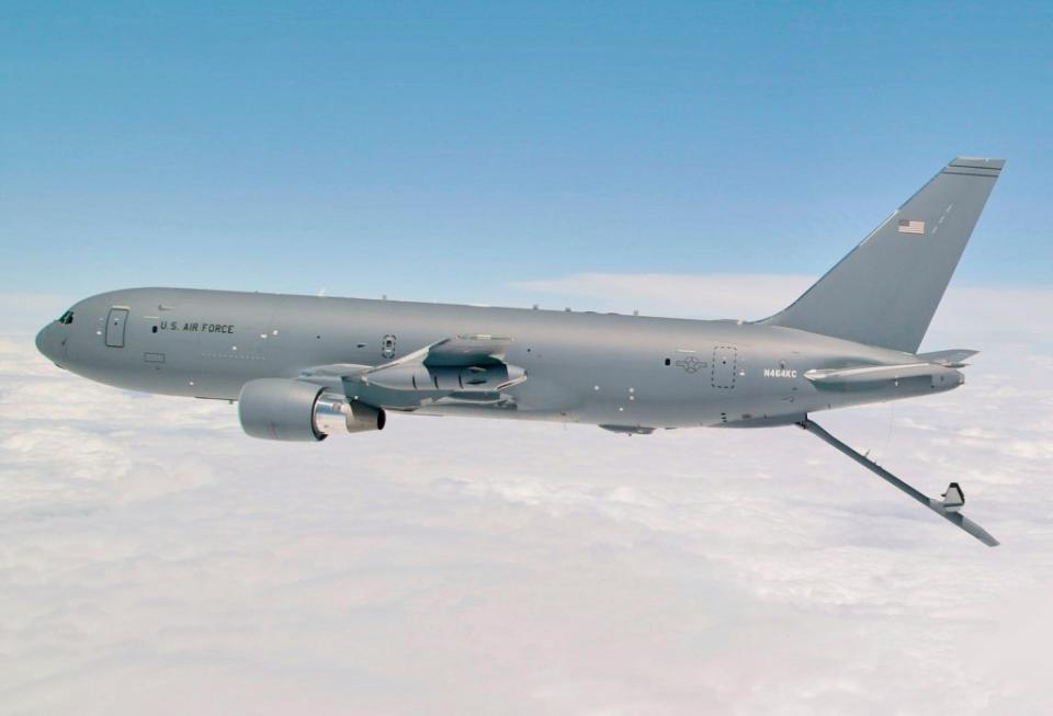 <em>Developed from the Boeing 767, the KC-46 is the Air Force’s newest tanker (U.S. Air Force)</em> Christopher Okula