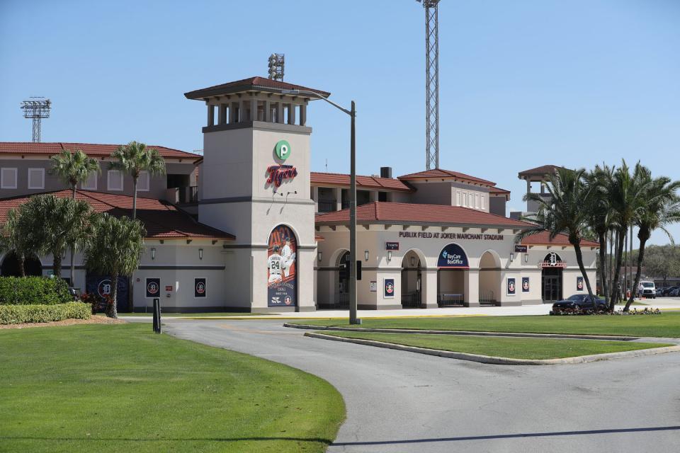 Exterior of Publix Field at Joker Marchant Stadium in Lakeland, Fla., Friday, Feb. 26, 2021.