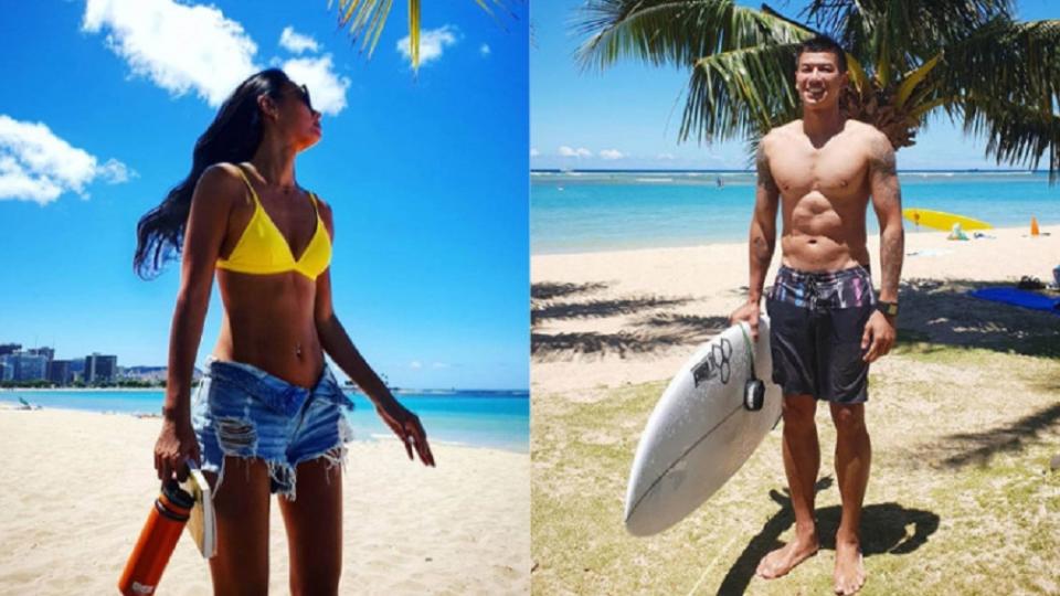 六月王麗雅與王信凱到夏威夷度假，IG照片中的棕櫚樹、白沙灘和湛藍海水，成為他們相愛的線索。圖／翻攝自王麗雅、王信凱IG