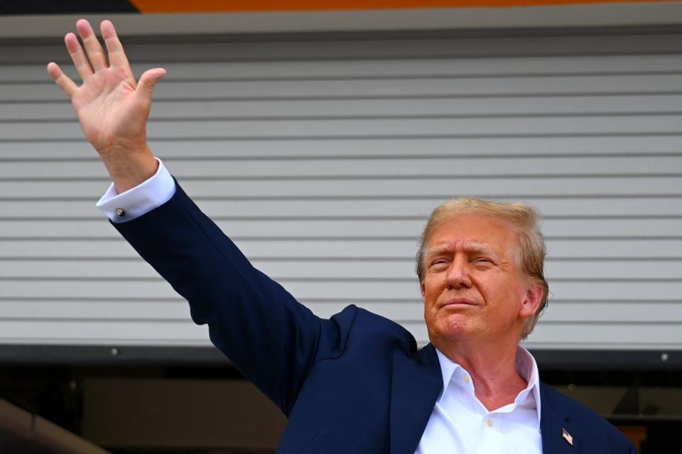 Trump waves to the crowds at the F1 Miami Grand Prix (Getty Images)