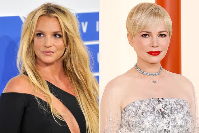 <p>Allen Berezovsky/WireImage; Arturo Holmes/Getty</p> Britney Spears and Michelle Williams, who narrates the audiobook of 'The Woman in Me'