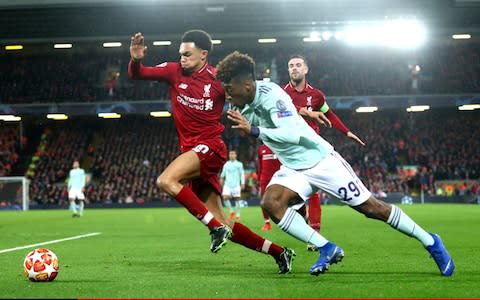 Trent Alexander-Arnold of Liverpool and Kingsley Coman of Bayern Munich - Credit: GETTY IMAGES