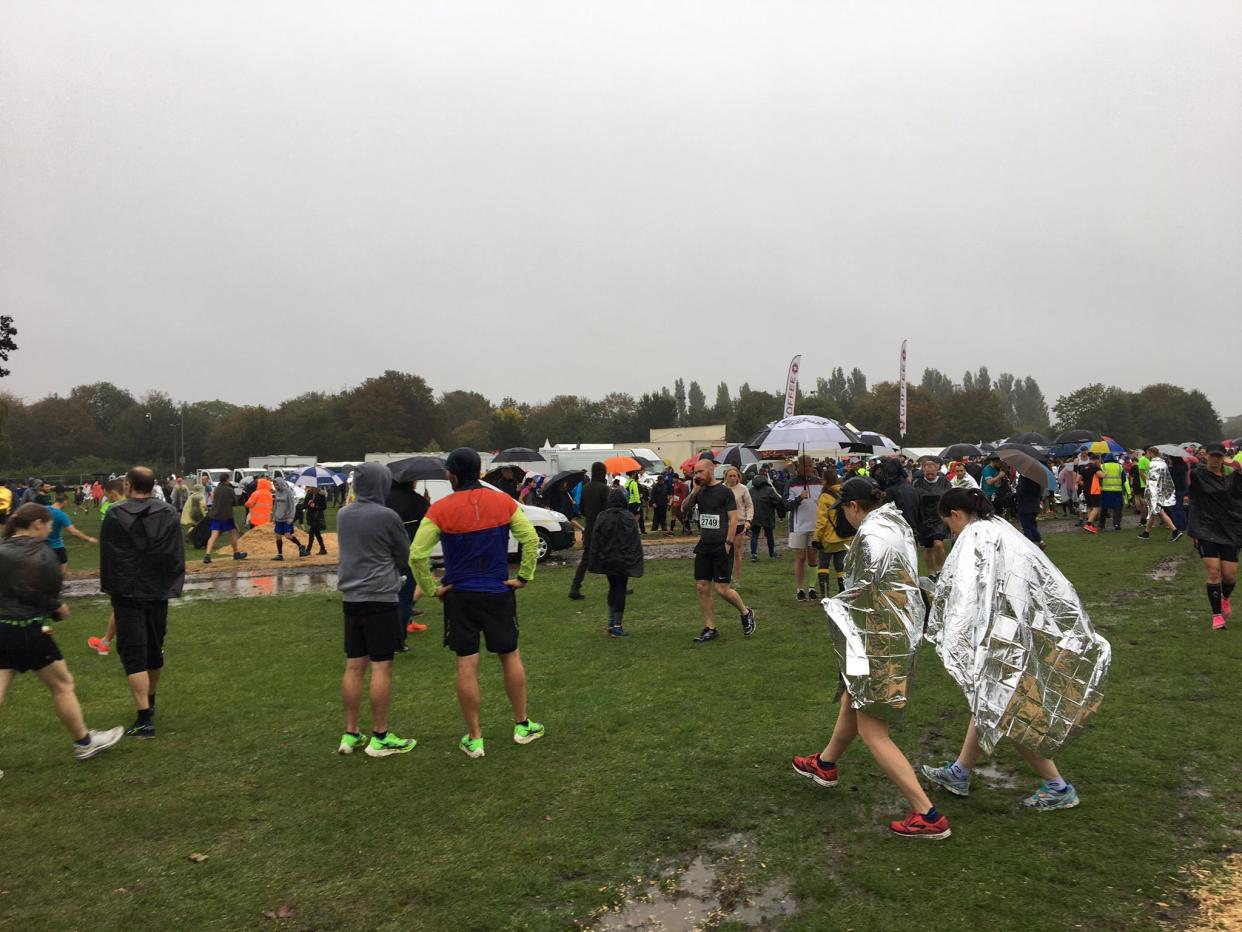 Competitors standing at the start line of the run on Sunday morning. (PA)