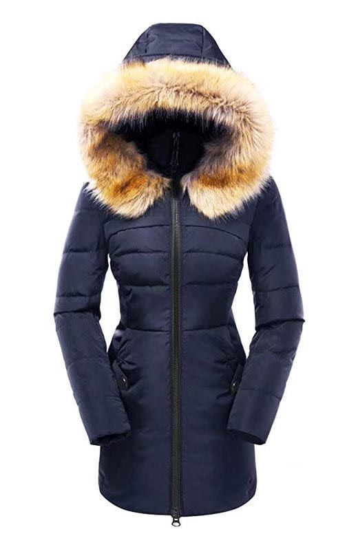 Valuker Down Coat with Fur Hood