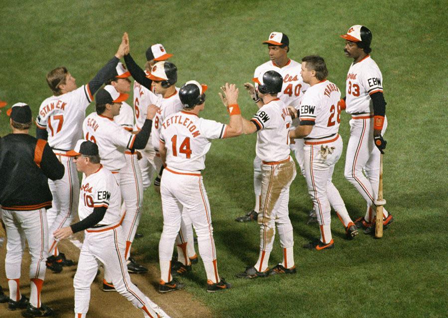 The 1988 Baltimore Orioles celebrate a rare victory. (AP)