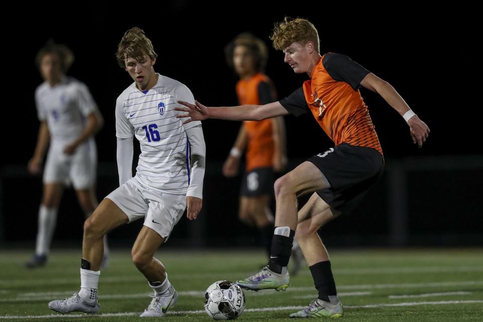 Ryle's Josh Line, shown playing against Highlands Thursday in the Ninth Region semifinals, was named to the all-tournament team for his play at midfield.