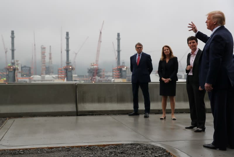 U.S. President Trump tours the Shell Pennsylvania Petrochemicals Complex in Monaco, Pennsylvania