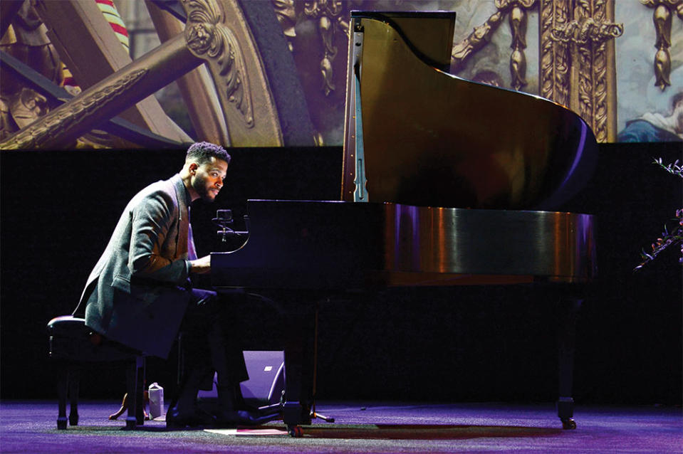 Bowers performs onstage during Netflix’s FYSEE event for Queen Charlotte at Red Studios in Los Angeles.