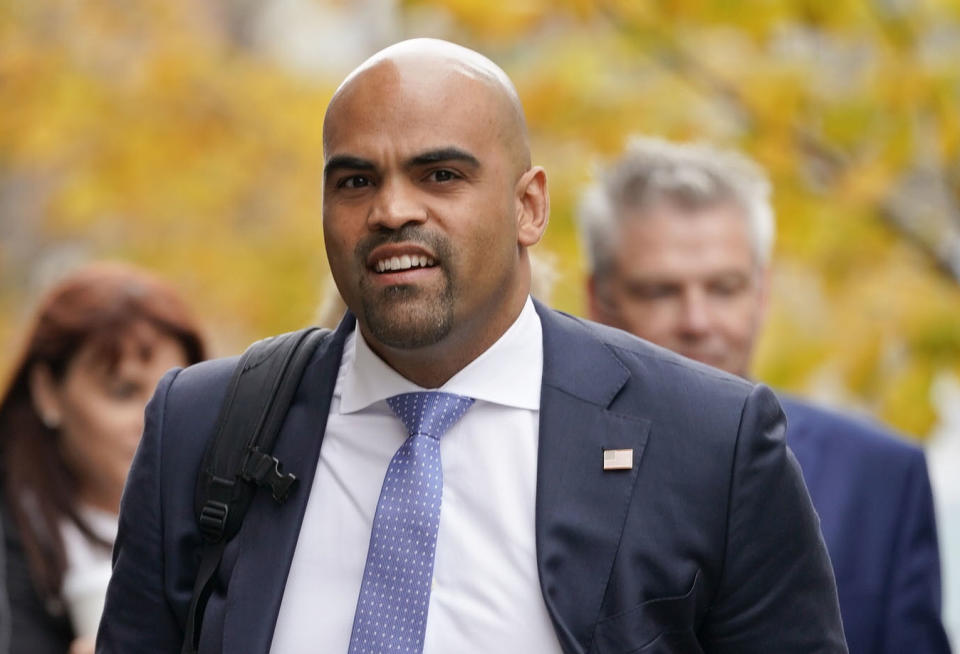 FILE - Rep.-elect Colin Allred, D-Texas., arrives for orientation for new members of Congress, Nov. 13, 2018, in Washington. Democrats hoping to hold their slim Senate majority after November 2024 are looking for upsets in two unlikely places, Texas and Florida, to help neutralize potential setbacks elsewhere. Allred will have to overcome primary challenger Sen. Roland Gutierrez, D-Texas, before he can take on Ted Cruz, R-Texas. (AP Photo/Pablo Martinez Monsivais, File)