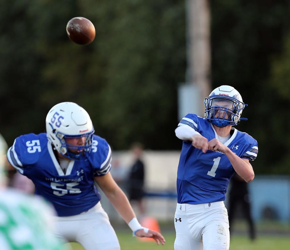 Williamsport’s Nolan Raley throws a pass against South Hagerstown.