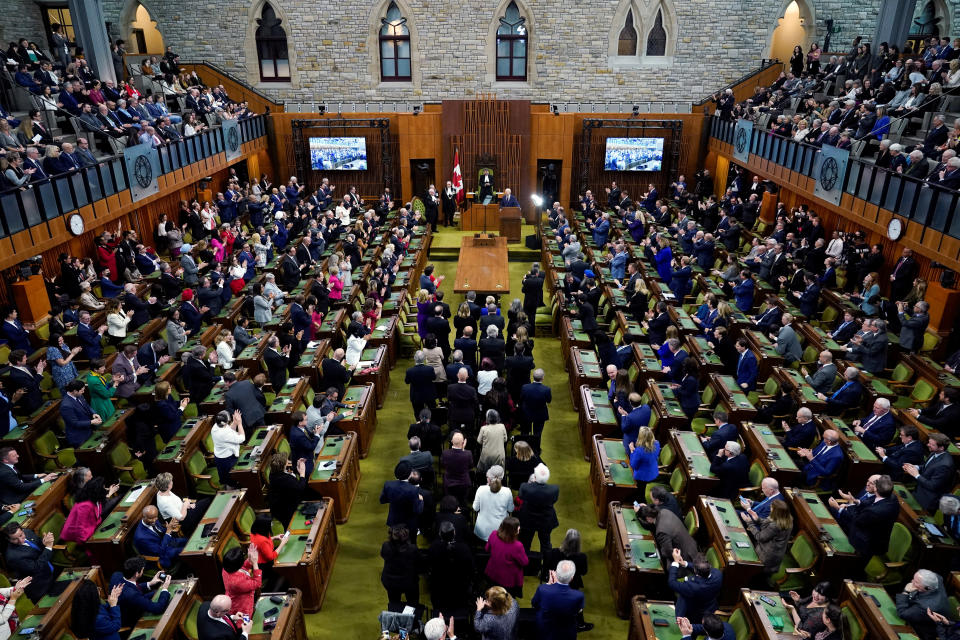 U.S. President Joe Biden speaks to the Canadian Parliament, in Ottawa, Canada, Mach 24, 2023. Andrew Harnik/Pool via REUTERS