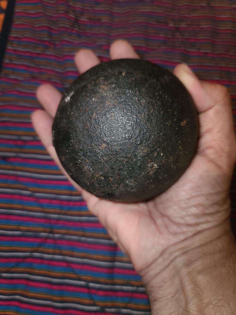 American cannonball found in Monterrey, Mexico. From the personal collection of Herb Canales.