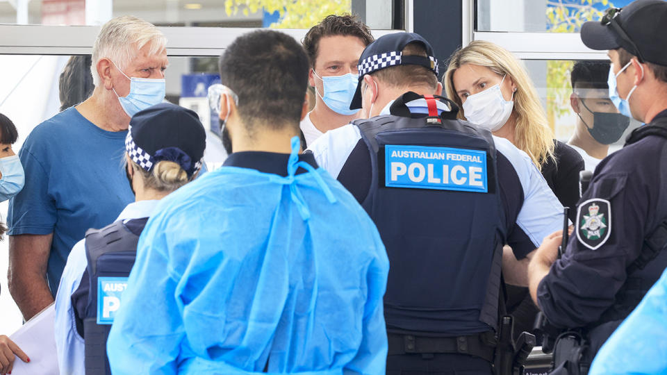 Sydneysiders, pictured here being tested for Covid-19 at the airport.