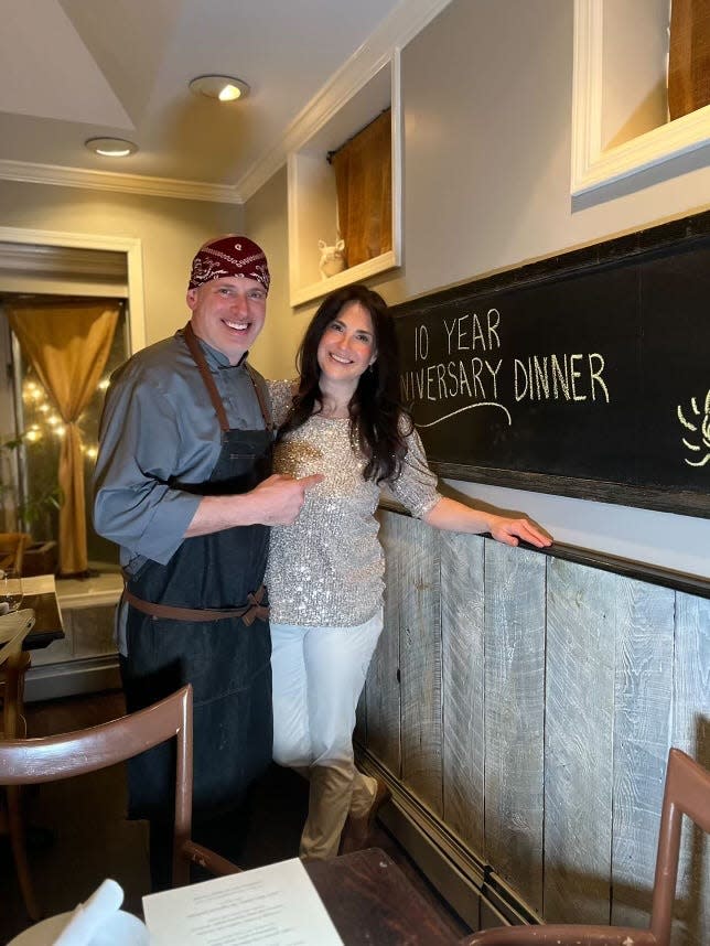 Heather and Scott Fratangelo of L'inzio in Ardsley. They are one of more than 25 married couples working in the restaurant business in Westchester.