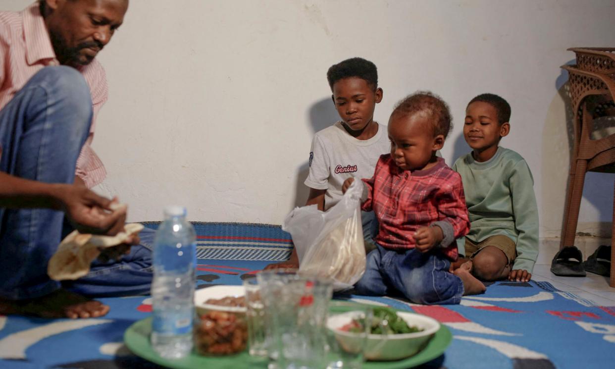 <span>About 500,000 Sudanese people – such as this family in Cairo – are registered as refugees in Egypt. Amnesty said 14 refugees were arrested in hospitals.</span><span>Photograph: Hadeer Mahmoud/Reuters</span>