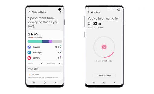 新版勿擾模式(Focus Mode)可以暫時關閉應用程式，追蹤螢幕時間並降低干擾 （圖／台灣三星提供）