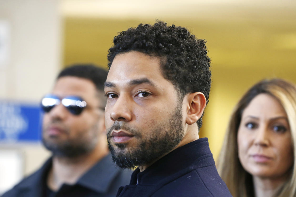 Jussie Smollett after his court appearance on March 26, 2019 in Chicago, Illinois where it was announced that all charges were dropped against the actor. (Photo: Nuccio DiNuzzo/Getty Images)