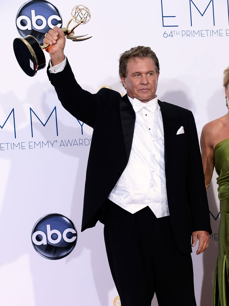 Tom Berenger, winner Outstanding Supporting Actor in a Miniseries or a Movie for "Hatfields & McCoys," poses in the press room at the 64th Primetime Emmy Awards at the Nokia Theatre in Los Angeles on September 23, 2012.