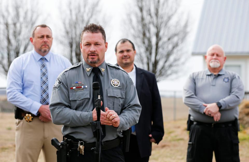 Douglas County Sheriff Chris Degase talks about the Kelle Ann Workman case that has been cold for the past 35 years at a press conference at Pleasant Ridge Baptist Church in Douglas County on Wednesday, Feb. 21, 2024.