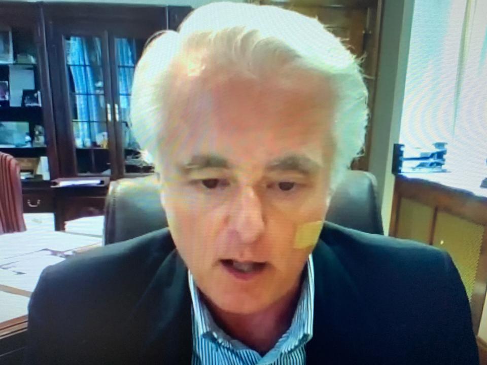 Niagara Falls Mayor Robert Restaino speaks during a Zoom conference call on May 31, 2022.