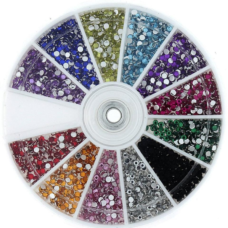 <p><strong>Get your hands on... </strong><a rel="nofollow noopener" href="https://www.amazon.co.uk/Nail-Rhinestone-Premium-Quality-Gemstones/dp/B0067A81WQ/ref=lp_2909192031_1_3_s_it?s=beauty&ie=UTF8&qid=1510328724&sr=1-3" target="_blank" data-ylk="slk:Multi-Coloured Nail Gem Pack, 99p;elm:context_link;itc:0;sec:content-canvas" class="link ">Multi-Coloured Nail Gem Pack, 99p</a></p>