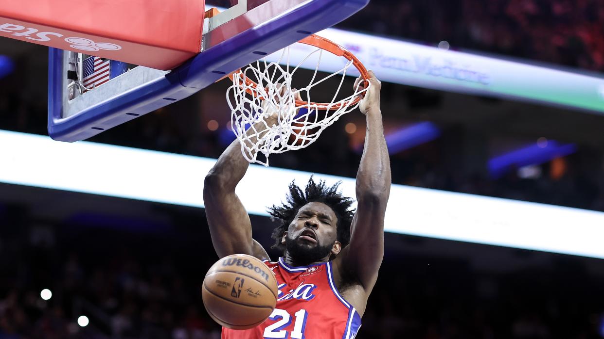  Philadelphia 76ers' Joel Embiid dunks. 