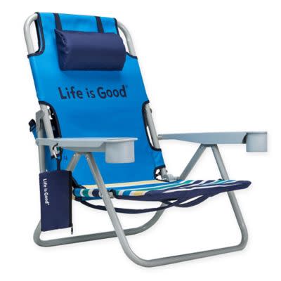 Life is Good Beach Chair with Cooler, Backpack Straps, Storage Pouch and Cup Holder (Jake Blue) (Amazon / Amazon)