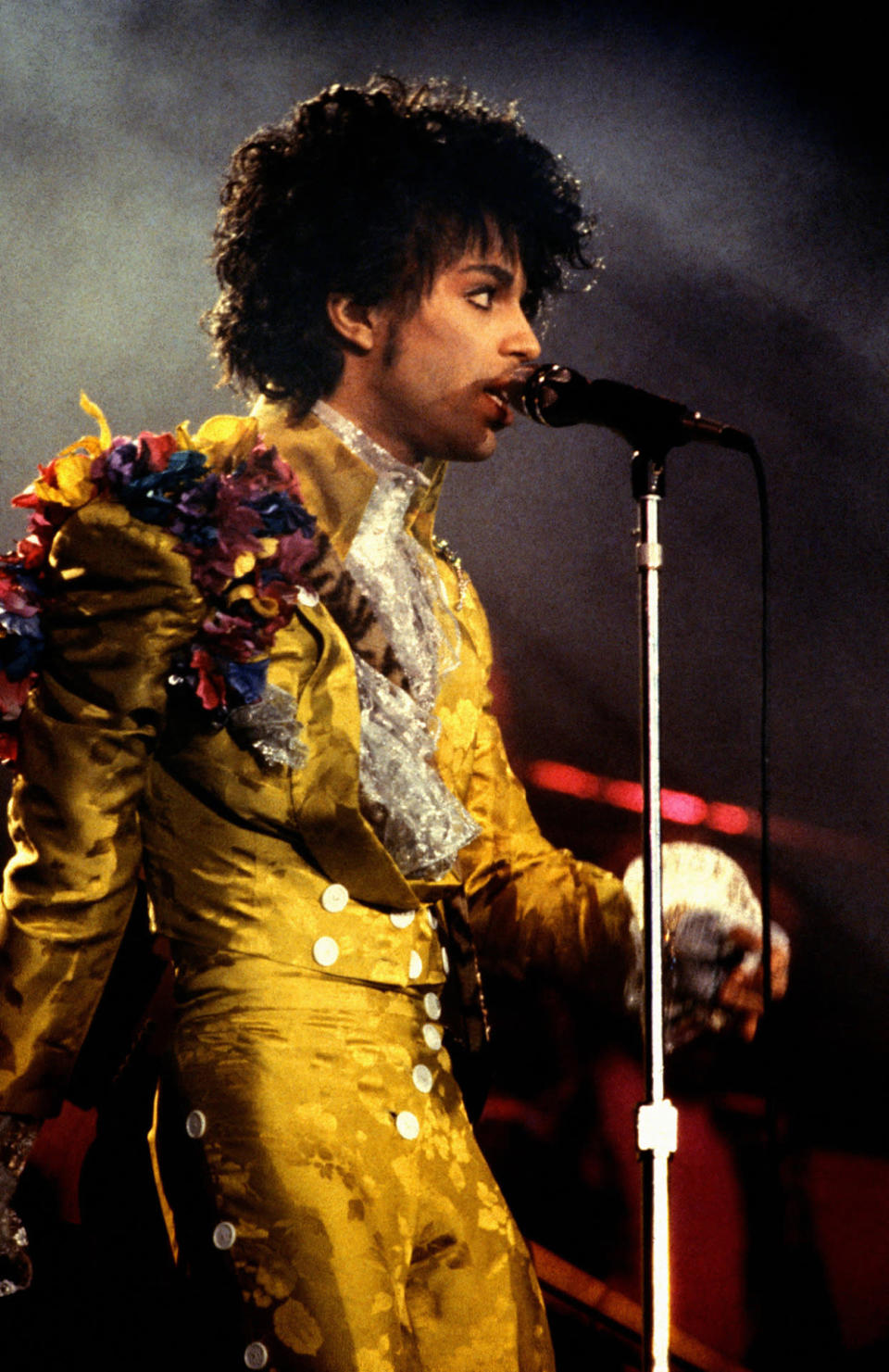 Prince onstage during the ‘Purple Rain’ tour in 1985