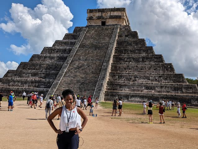 <p>Courtesy Brandee Lake</p> Brandee Lake at Chichén Itzá in Yucatán, Mexico, as part of Royal Caribbean's 9-month Ultimate World Cruise