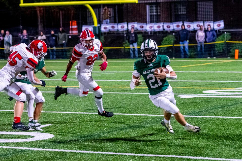 Dartmouth's Ray Gramlich looks at the space in front of him on his first down run.