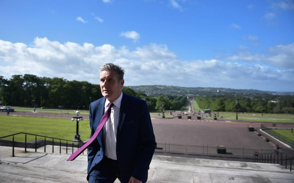 Sir Keir Starmer is pictured at Stormont today as he conducts his first visit to Northern Ireland as Labour leader - Charles McQuillan/Getty Images Europe