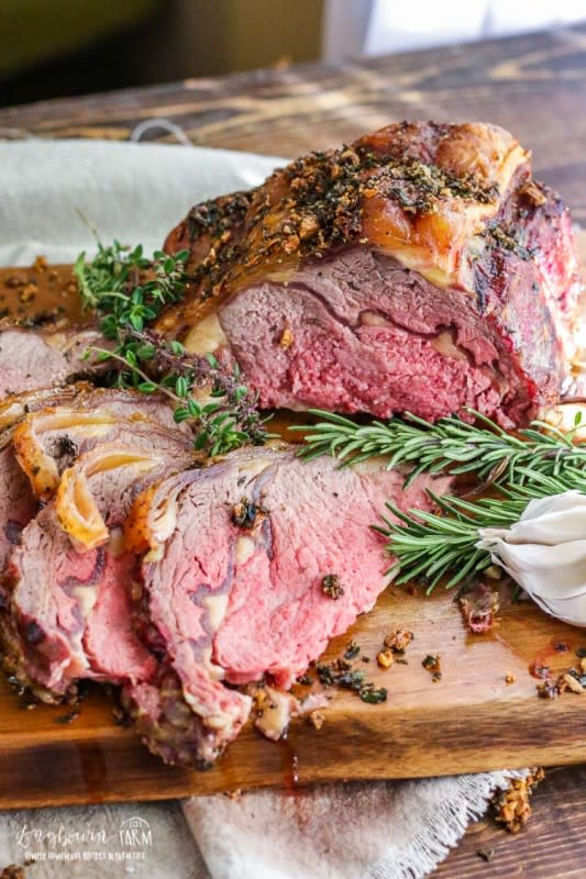 <p>Longbourn Farm</p><p>Succulent, juicy perfection. </p><p><strong>Get the recipe: <a href="https://longbournfarm.com/smoked-prime-rib-recipe/" rel="nofollow noopener" target="_blank" data-ylk="slk:The Best Prime Rib;elm:context_link;itc:0;sec:content-canvas" class="link rapid-noclick-resp">The Best Prime Rib</a></strong></p>