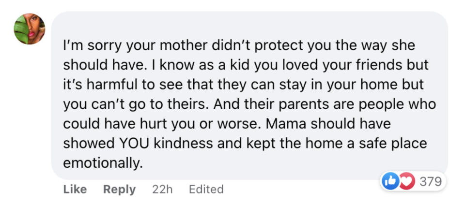 Screenshot of a Facebook comment