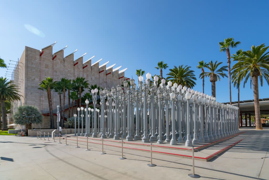 General Views of the Urban Light art installation at LACMA on August 26, 2020 in Los Angeles, California.