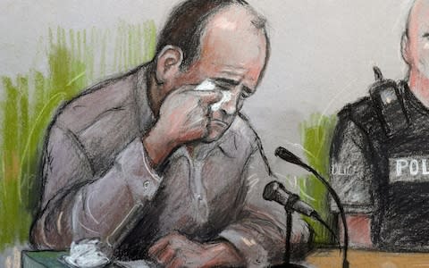 Court artist sketch by Elizabeth Cook of Poppi Worthington's father, Paul Worthington, giving evidence at Kendal County Hall  - Credit: Elizabeth Cook /PA