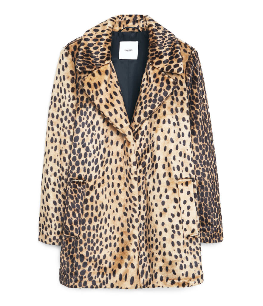 Mango Leopard Faux Fur Coat