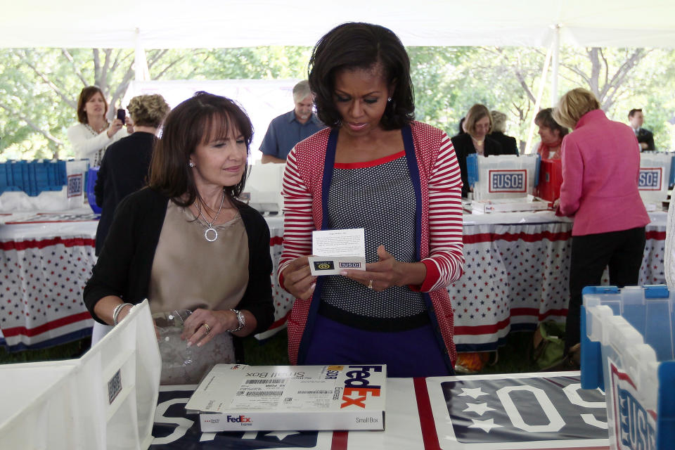 Michelle Obama And Jill Biden Assemble Gifts For Mothers Of Deployed Troops