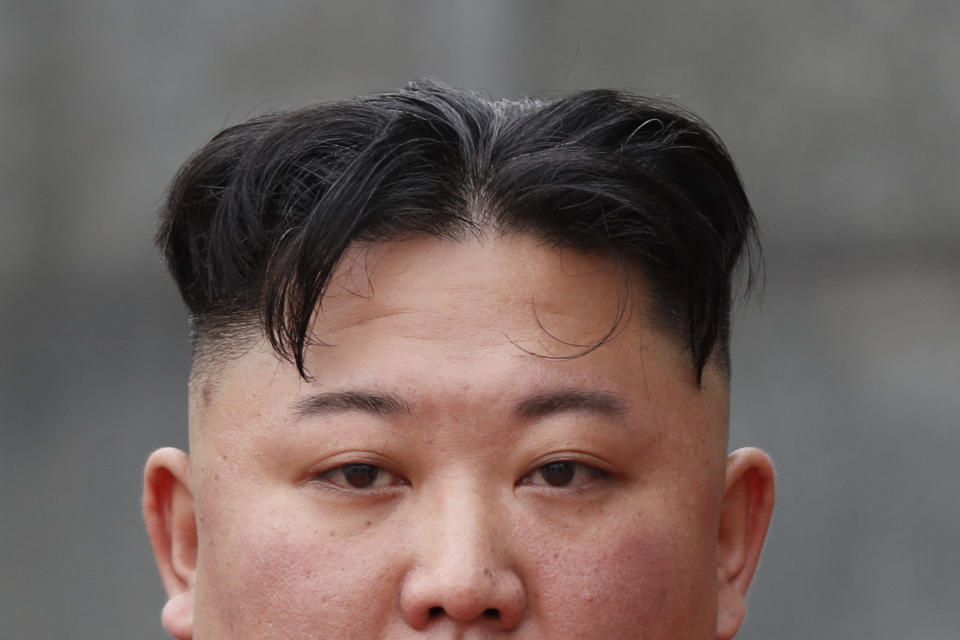 North Korean leader Kim Jong Un attends a wreath laying ceremony at Ho Chi Minh Mausoleum in Hanoi, Vietnam Saturday, March 2, 2019. (Jorge Silva/Pool Photo via AP)