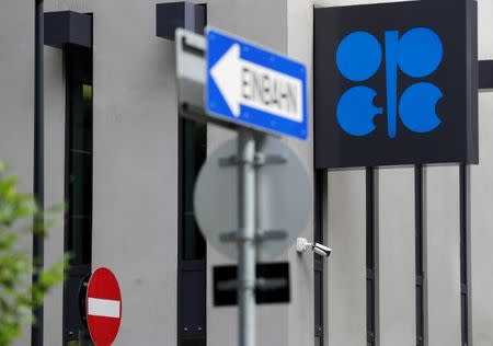 FILE PHOTO: The logo of the Organization of the Petroleoum Exporting Countries (OPEC) is seen at OPEC's headquarters in Vienna, Austria, June 19, 2018. REUTERS/Heinz-Peter Bader